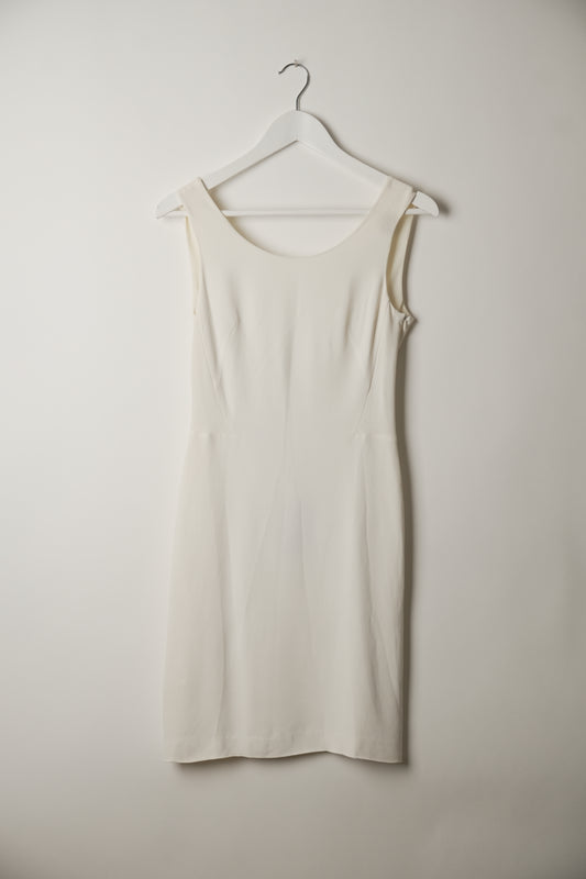 Valentino White Sless Low Mesh Sequin Back Dress