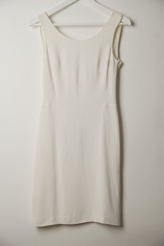 Valentino White Sless Low Mesh Sequin Back Dress