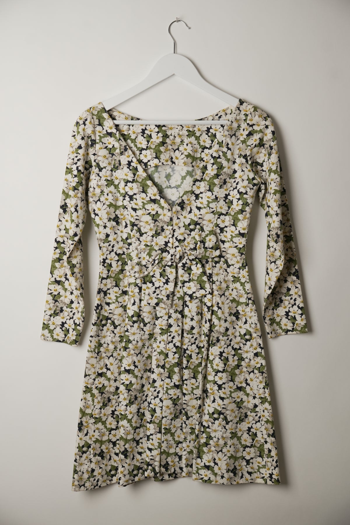 Yves Saint Laurent Rive Gauche Floral Cotton V Back Bow Dress