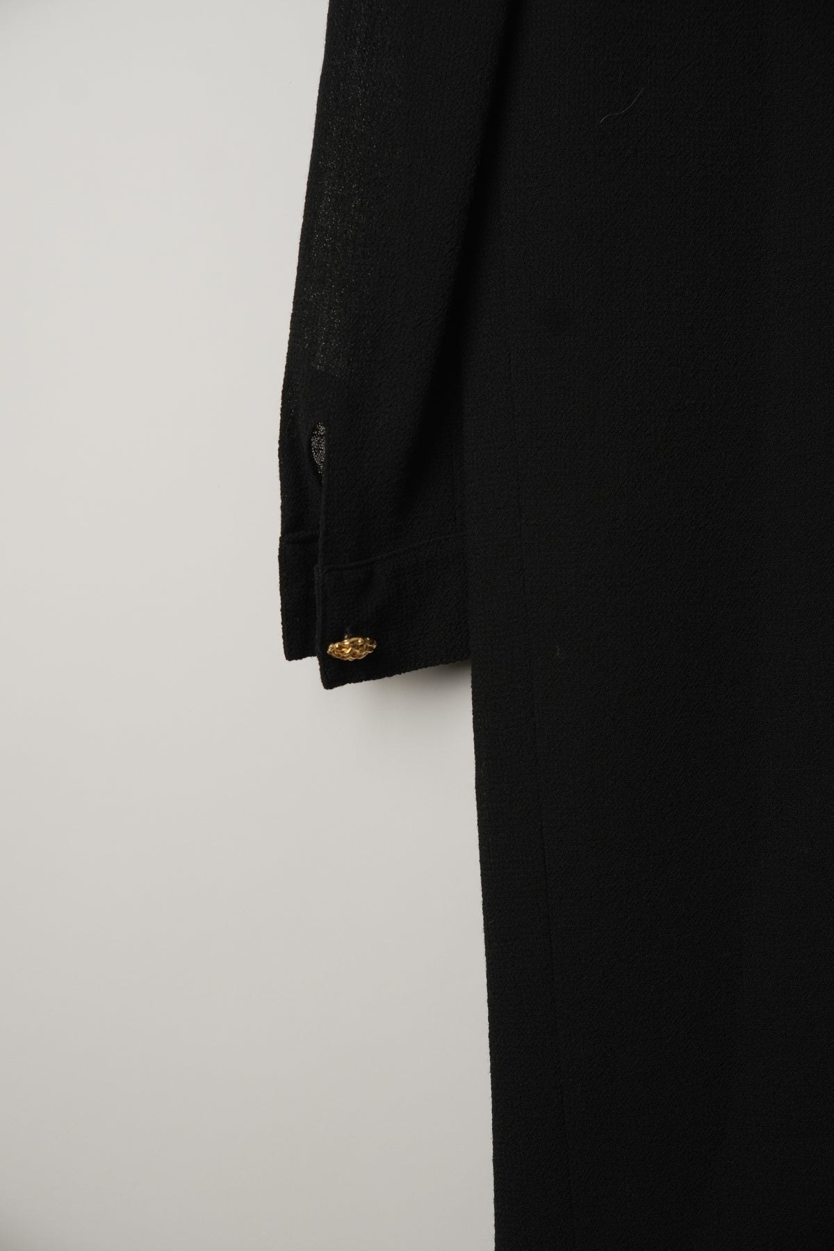Miss Ashida Pleated Collarless Button Down Long Sleeve Shift Dress