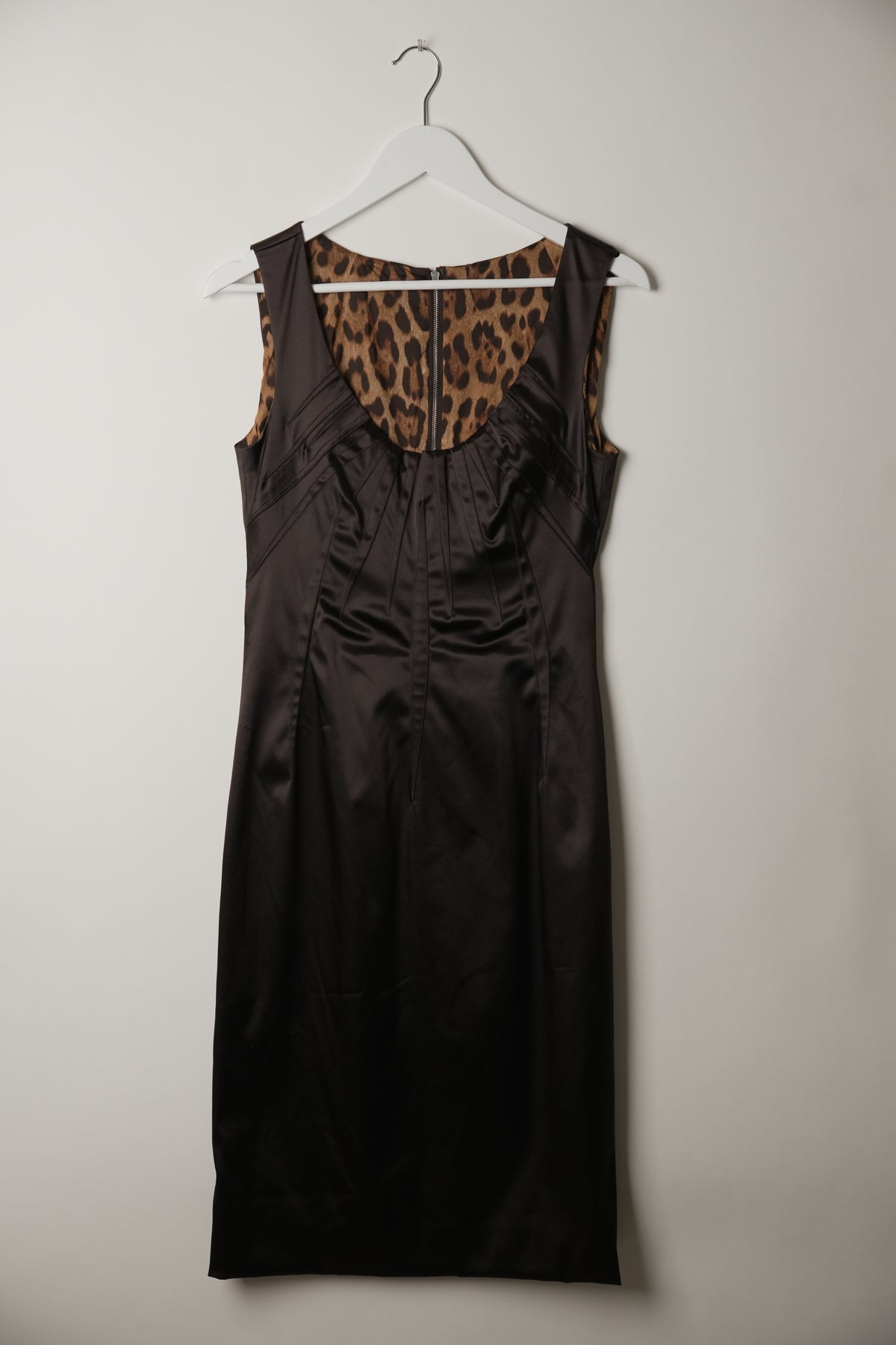 Dolce & Gabbana Pleated Scoop Neck Sleeveless Pencil Dress