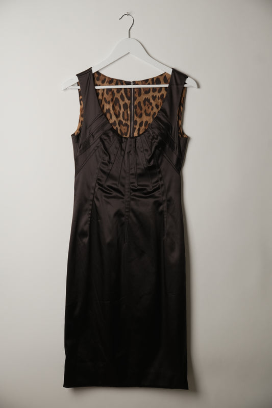 Dolce & Gabbana Pleated Scoop Neck Sleeveless Pencil Dress