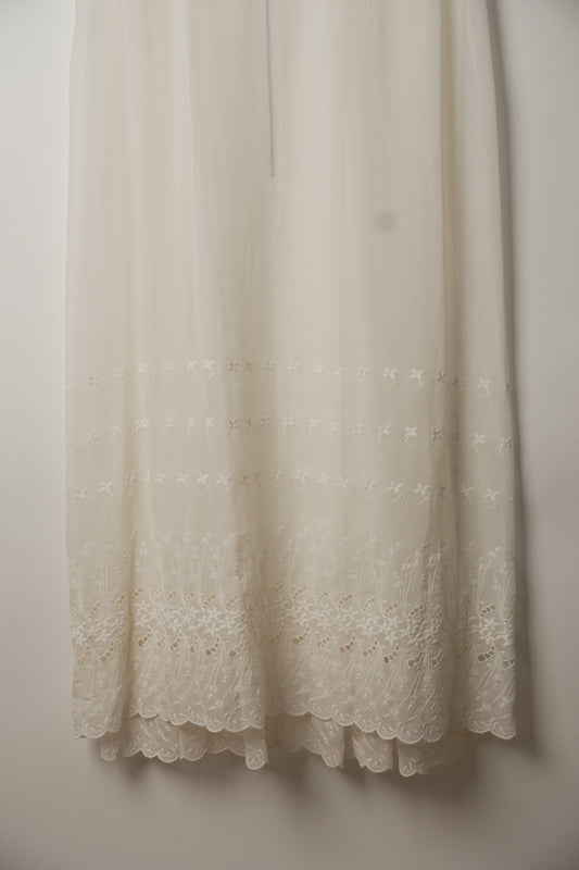 Robe de Chambre Comme des Garcons Sleeveless Lace Embroidery Sheer Dress AD1998