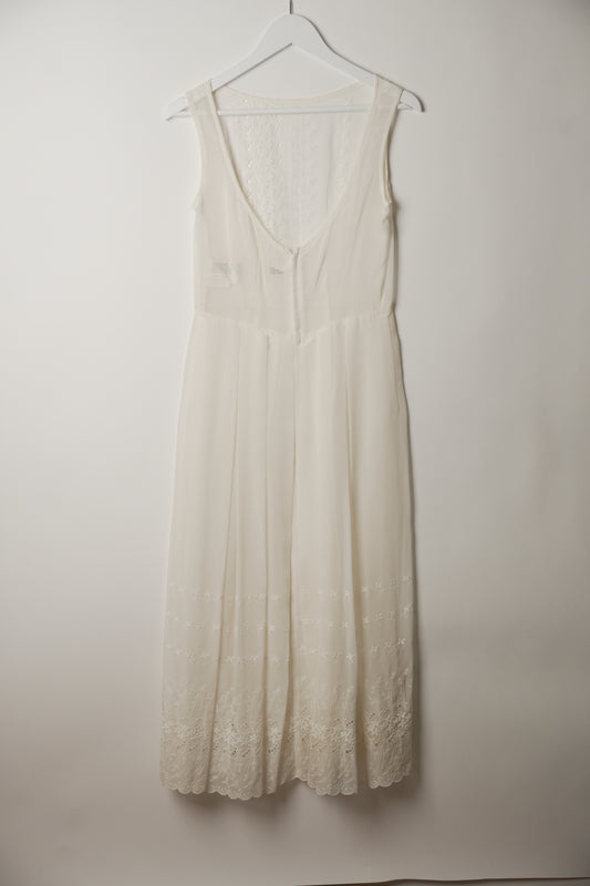 Robe de Chambre Comme des Garcons Sleeveless Lace Embroidery Sheer Dress AD1998