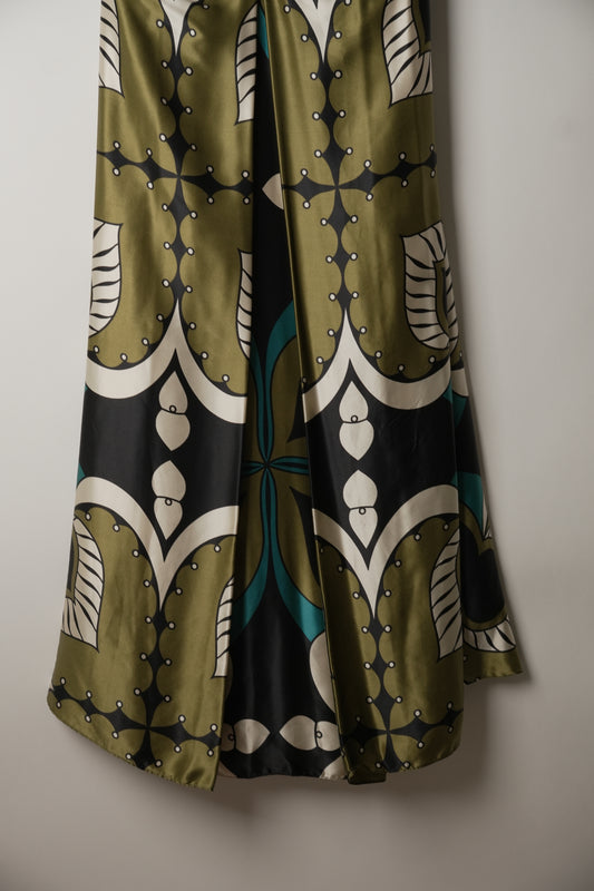 Kenzo Halterneck 100% Silk Tribal Print Maxi Dress