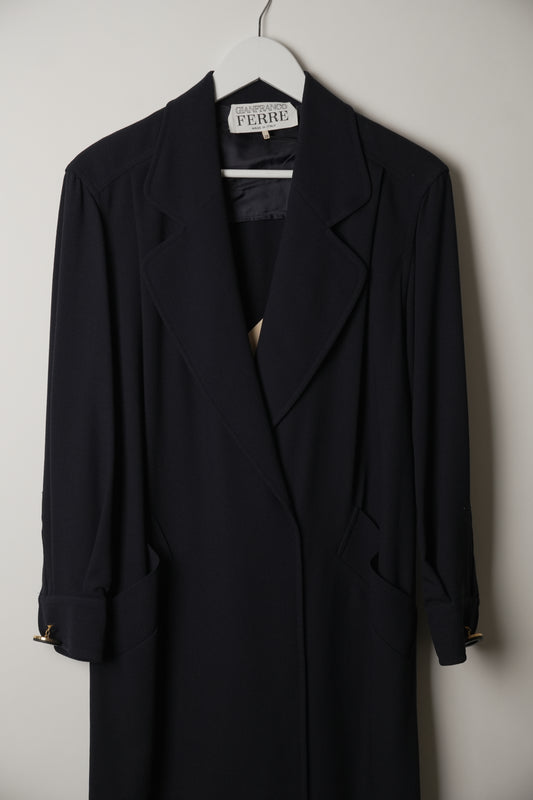 Gianfranco Ferre Navy with inbuilt shelf tank Long Sleeve Blazer Dress