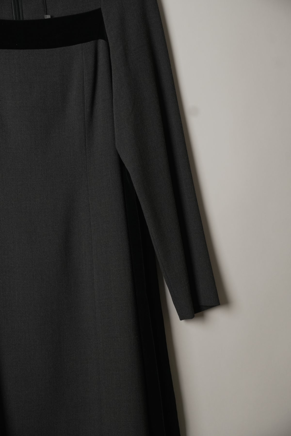 Balenciaga Square Neck Long Sleeve Wool Business Dress