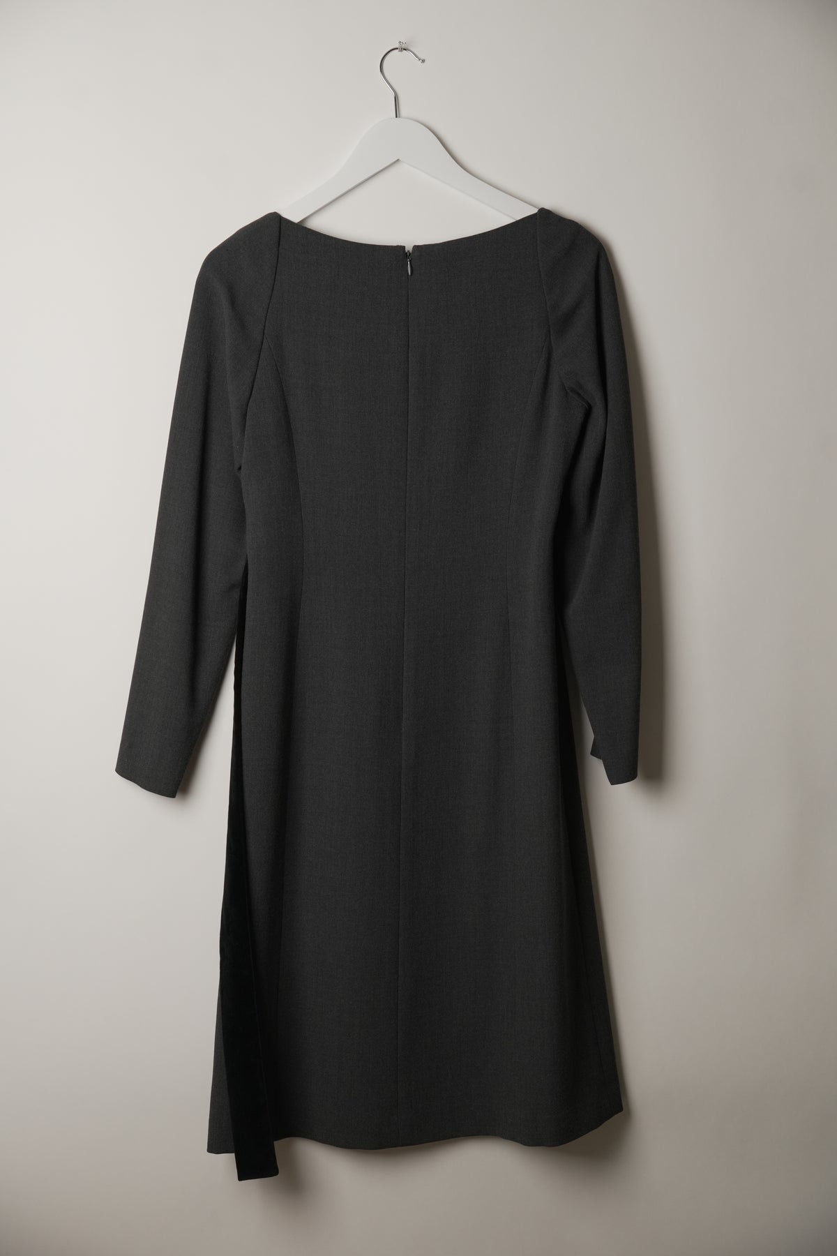 Balenciaga Square Neck Long Sleeve Wool Business Dress