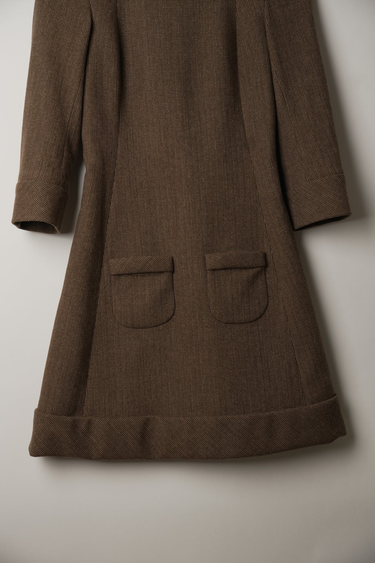 Balenciaga Tweed Wool Pocket 3/4 Sleeve A Line Dress