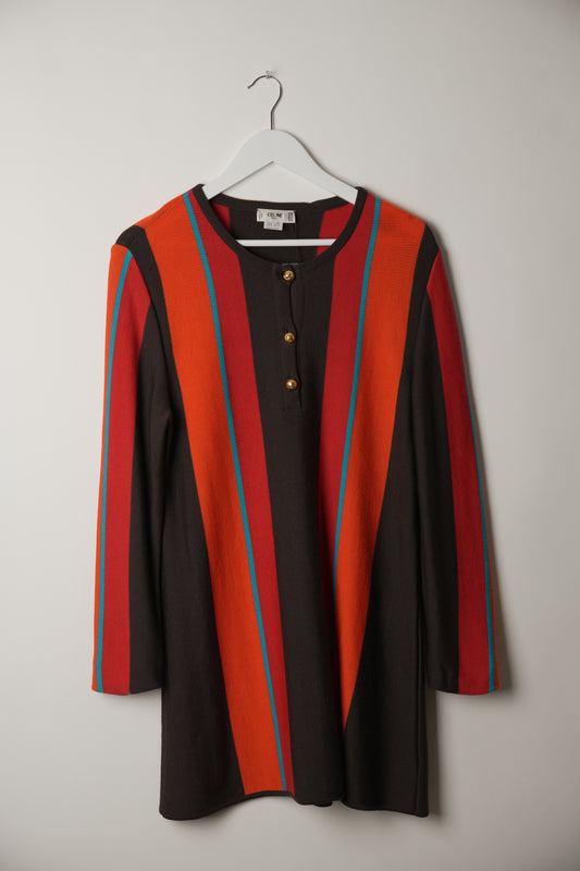 Celine Multi Colour Long Sleeve Knit Mini Dress
