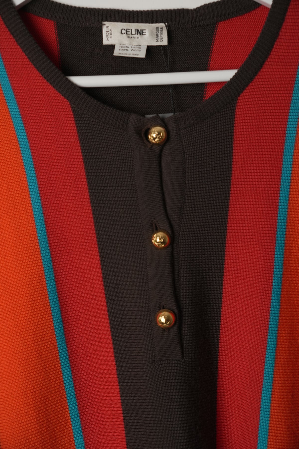 Celine Multi Colour Long Sleeve Knit Mini Dress
