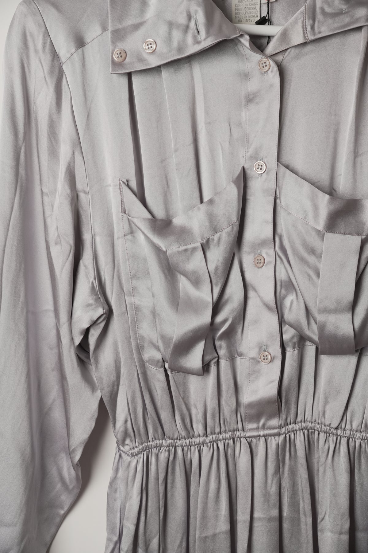 Valentino Ice Purple Shoulder Pad Button Down Shirt Dress