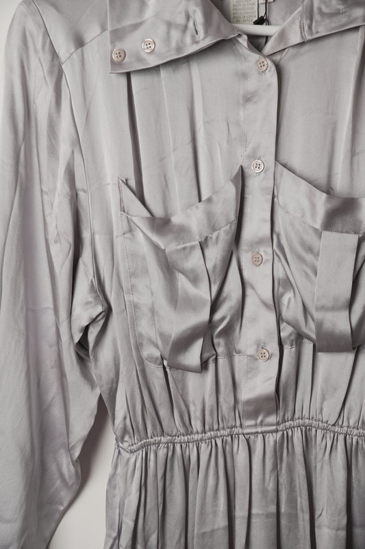 Valentino Ice Purple Shoulder Pad Button Down Shirt Dress