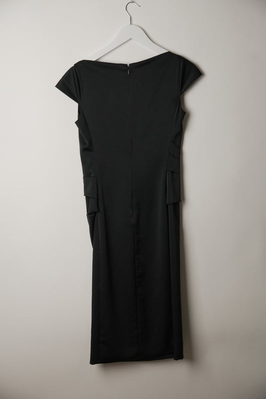 Valentino Knee Length Dress w Asymmetric Neck Bow