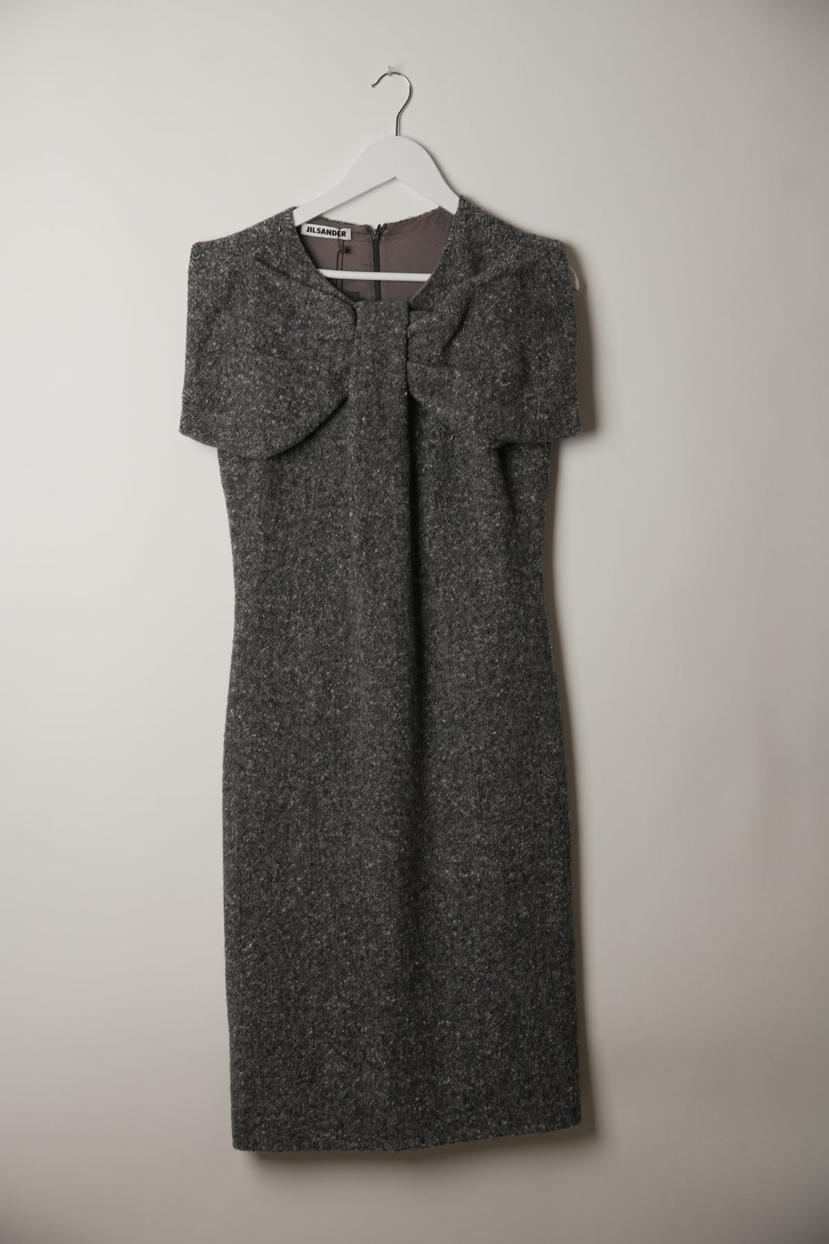 Jil Sander Puff Bow Chest Sleeveless Knit Midi Dress