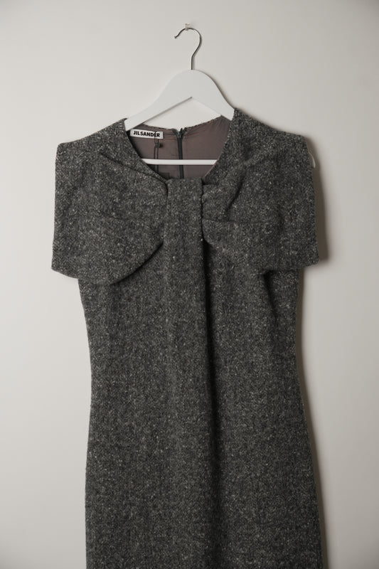 Jil Sander Puff Bow Chest Sleeveless Knit Midi Dress