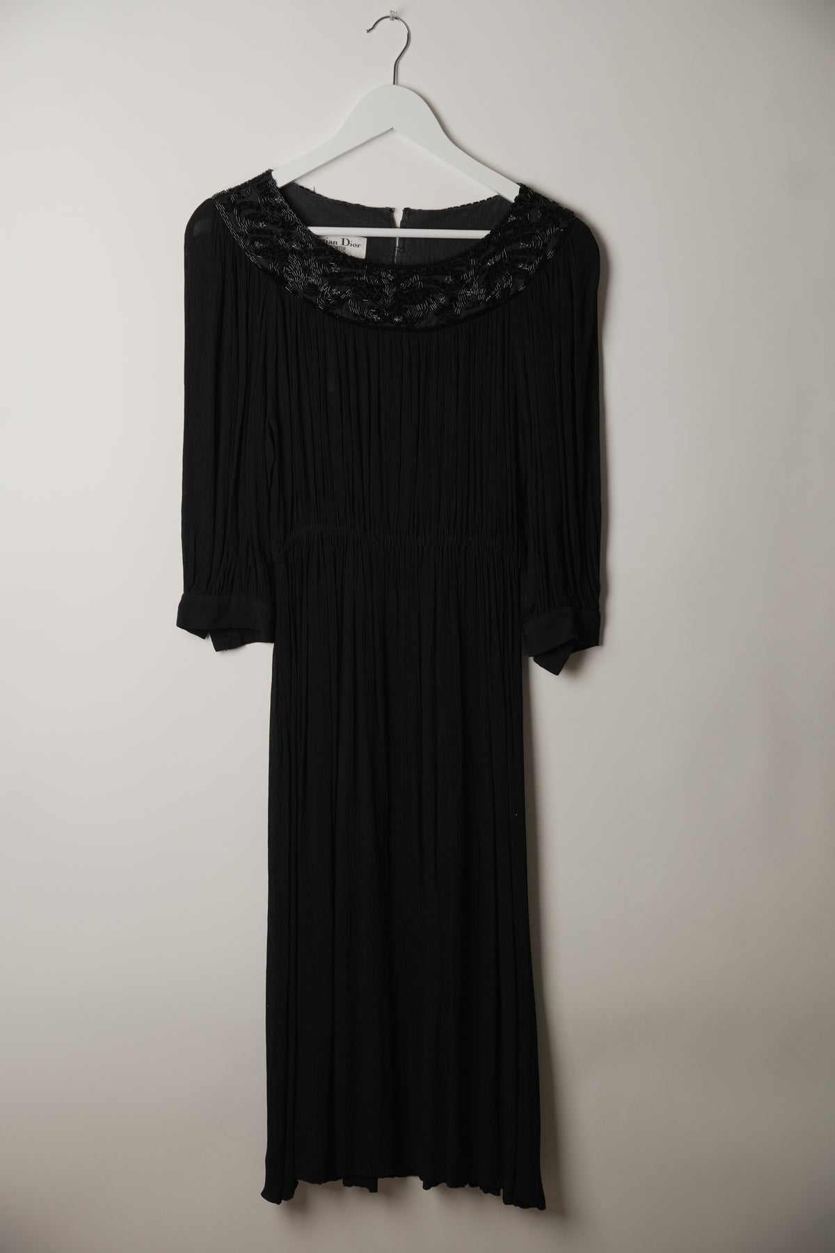 Christian Dior Embellished Boat Neck Long Sleeve Dress