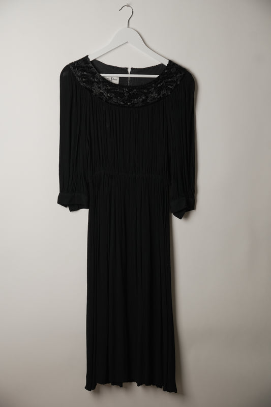 Christian Dior Embellished Boat Neck Long Sleeve Dress