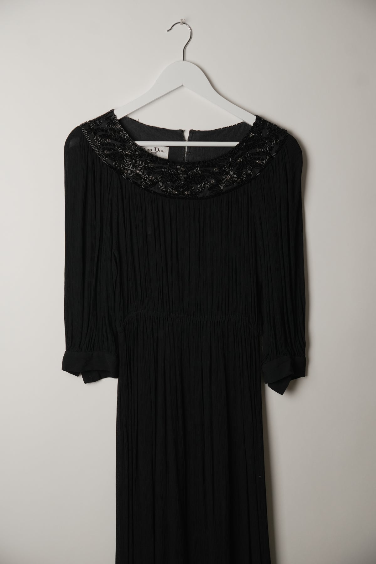Christian Dior Embellished Boat Neck Long Sleeve Dress