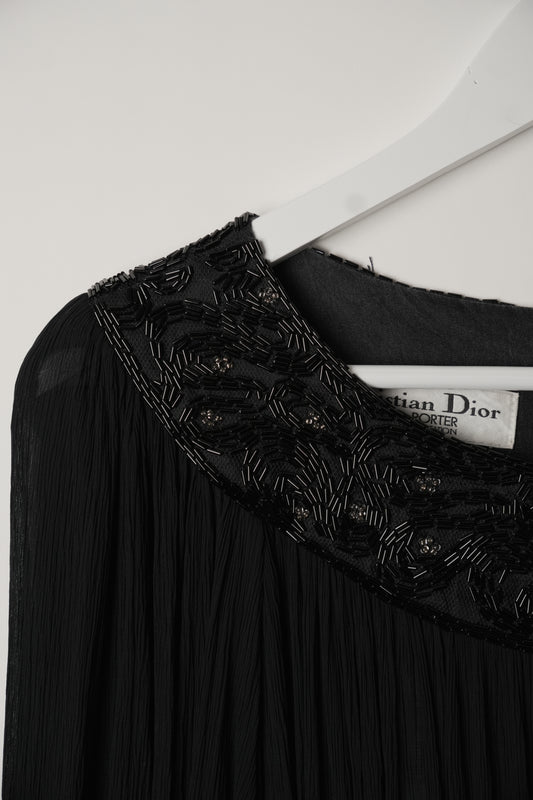 Christian Dior Embellished Boat Neck Long Sleeve Dress