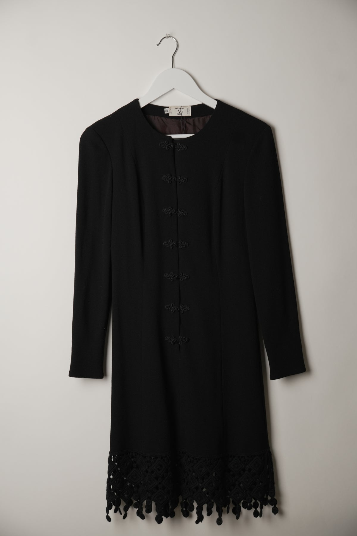 Valentino Frog Closure with Lace Hem Blazer Long Sleeve Dress 80s