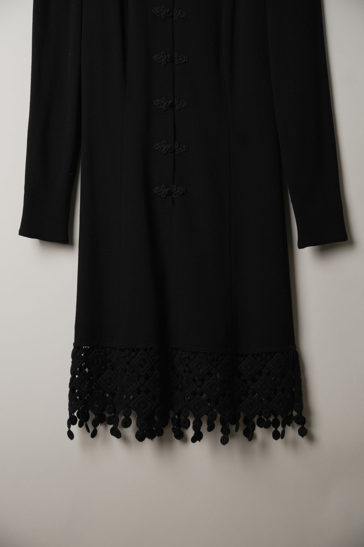 Valentino Frog Closure with Lace Hem Blazer Long Sleeve Dress 80s