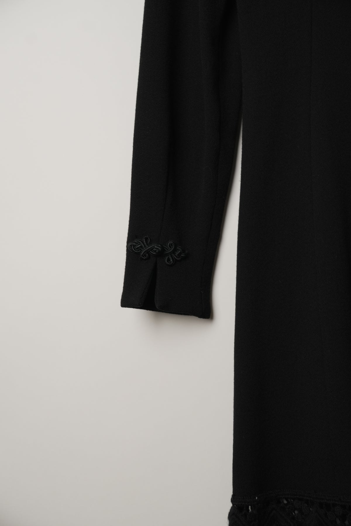 Valentino Frog Closure with Lace Hem Blazer Long Sleeve Dress 80s