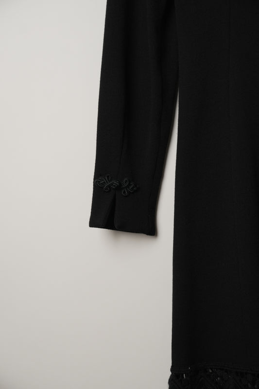 Valentino Frog Closure with Lace Hem Blazer Long Sleeve Dress 80s