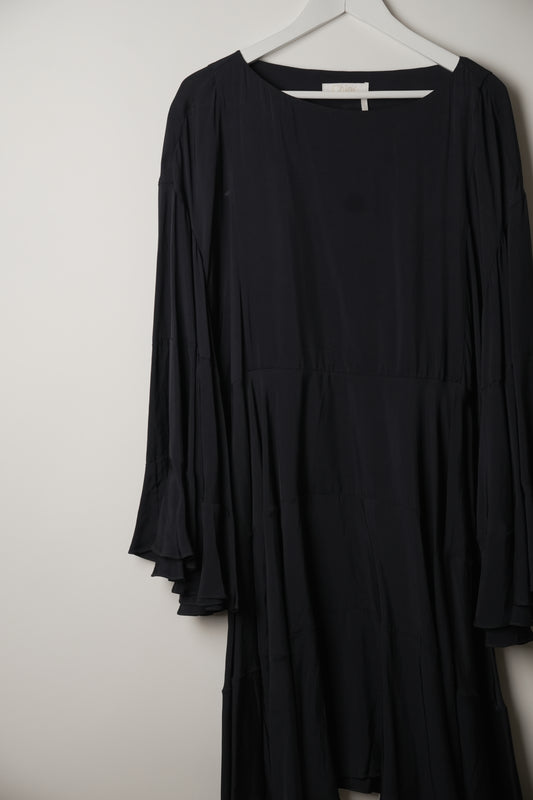 Chloe Long Flare Sleeve Satin Dress
