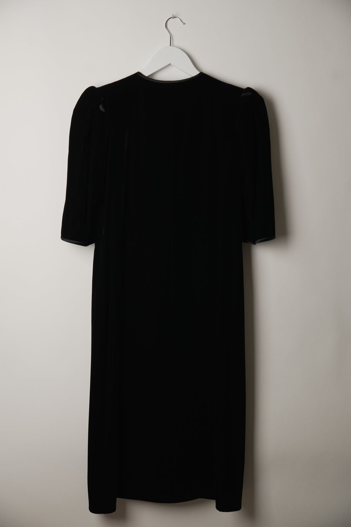 Saint Laurent 1/2 Sleeve Collarless Button Down A Line Midi Velvet Dress