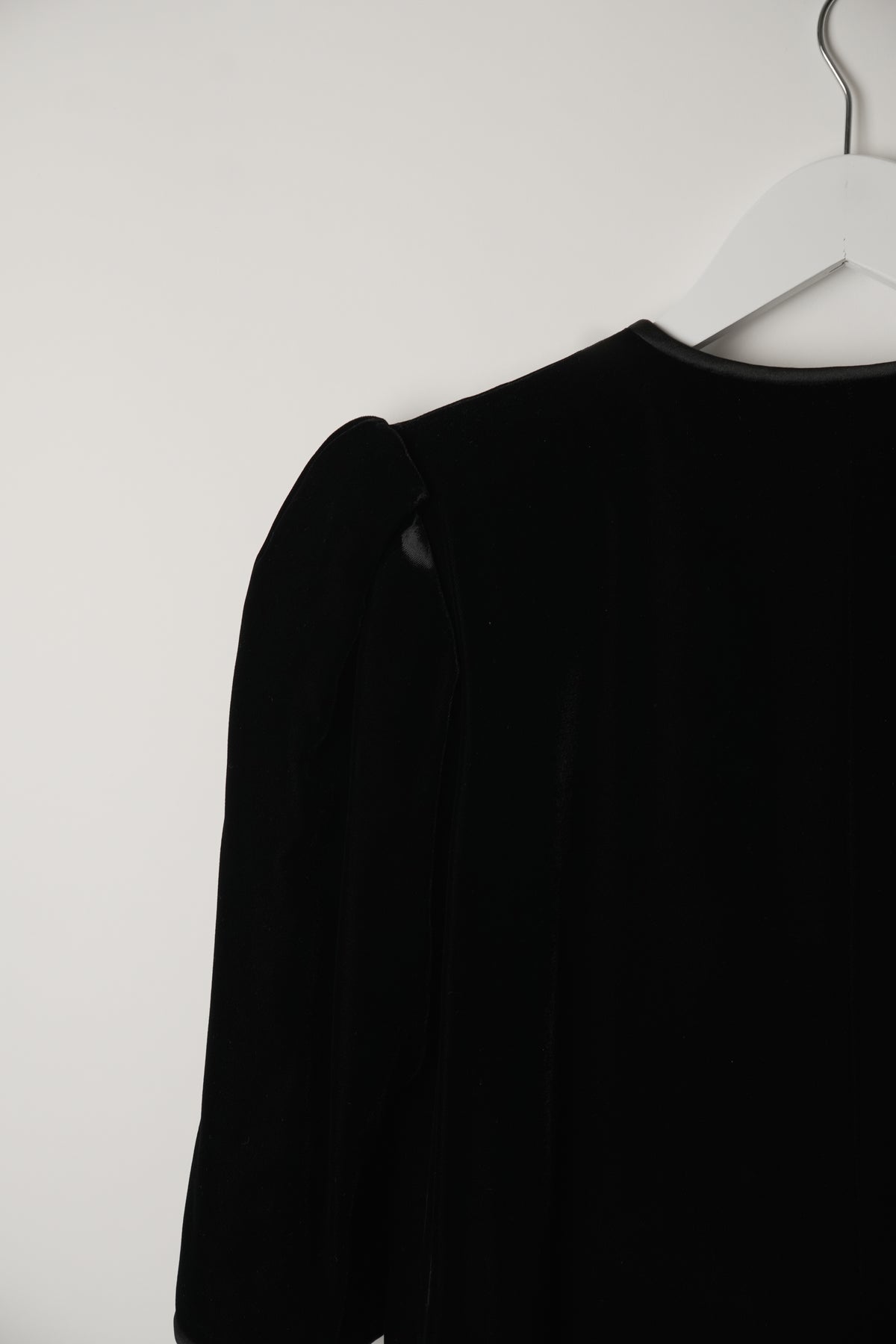 Saint Laurent 1/2 Sleeve Collarless Button Down A Line Midi Velvet Dress