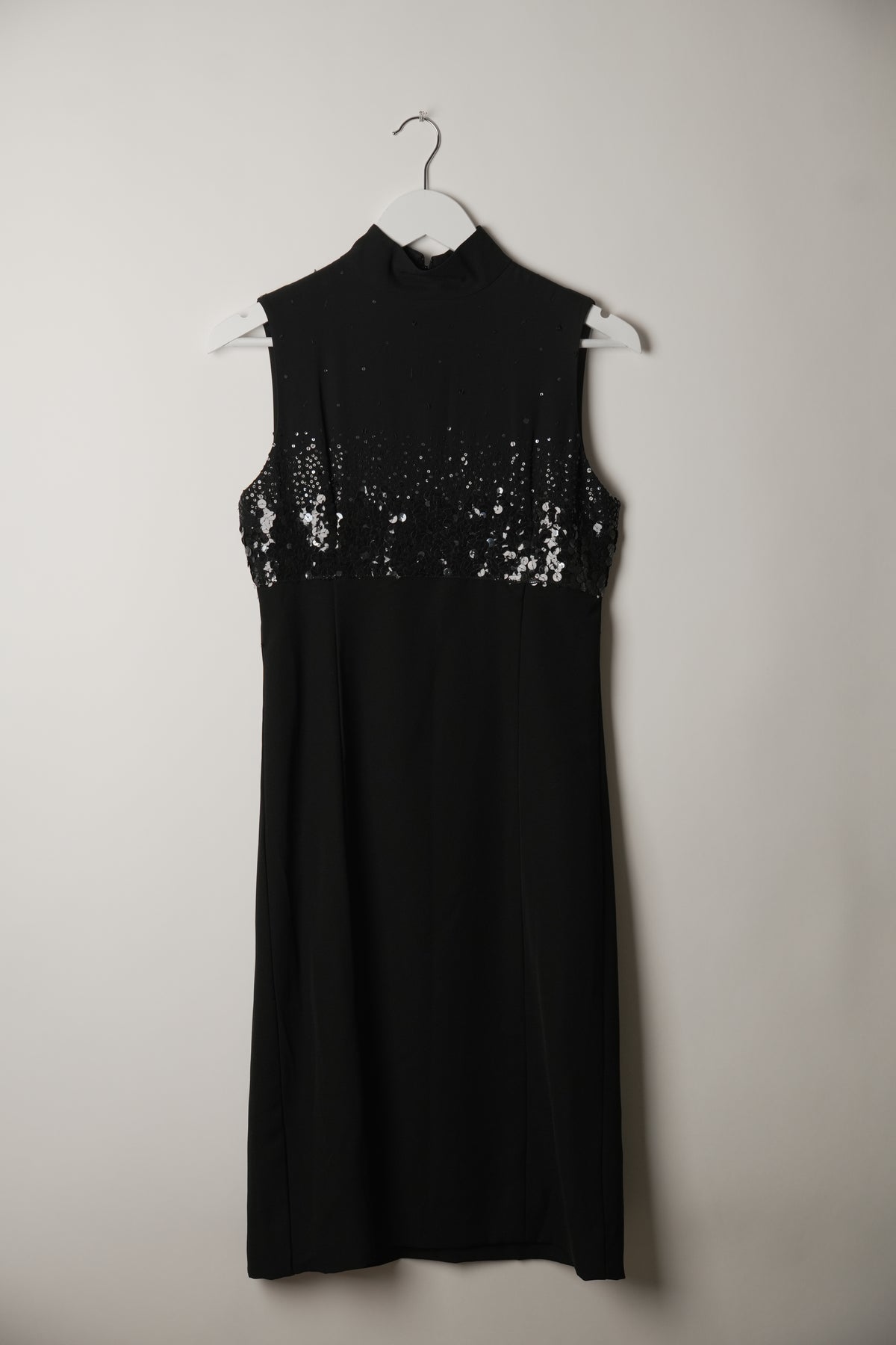 Iceberg Italian Sequin Mock Neck Sleeveless Midi Dress