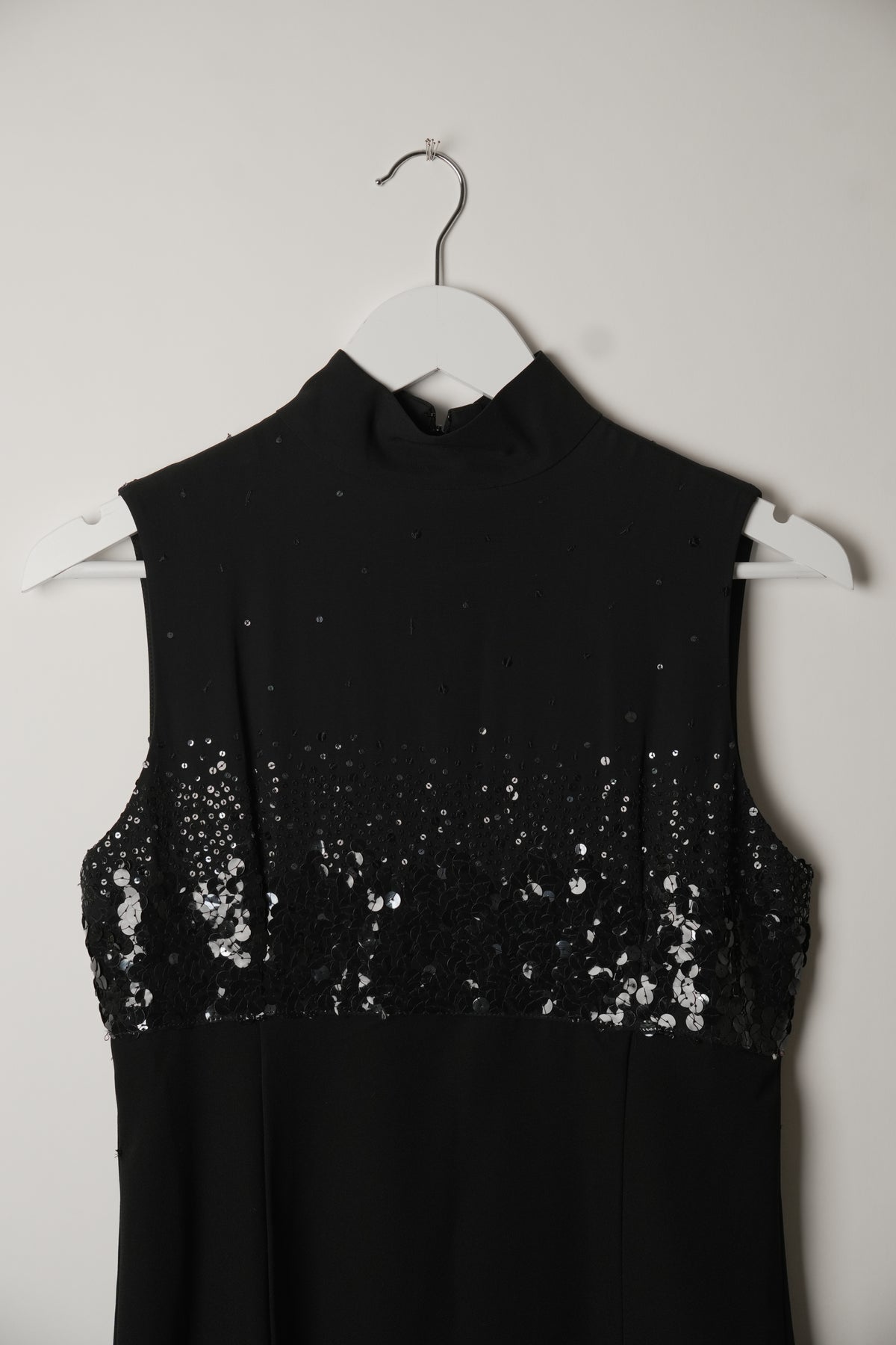 Iceberg Italian Sequin Mock Neck Sleeveless Midi Dress