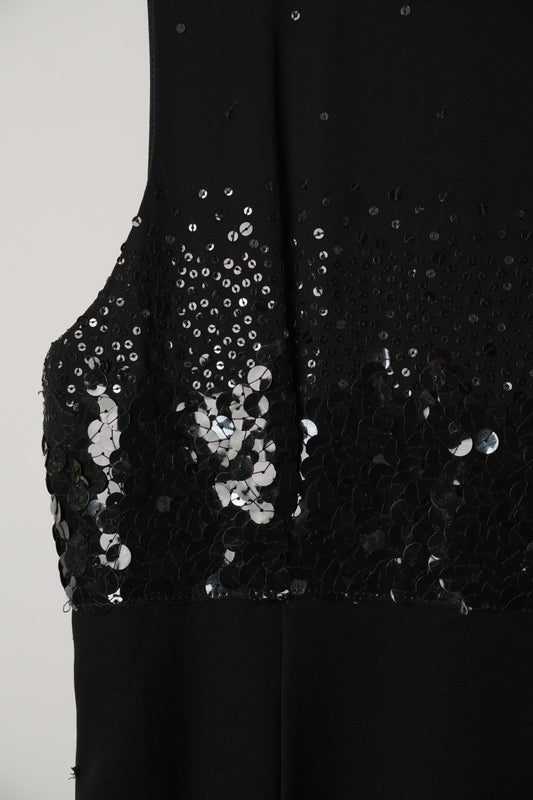 Iceberg Italian Sequin Mock Neck Sleeveless Midi Dress