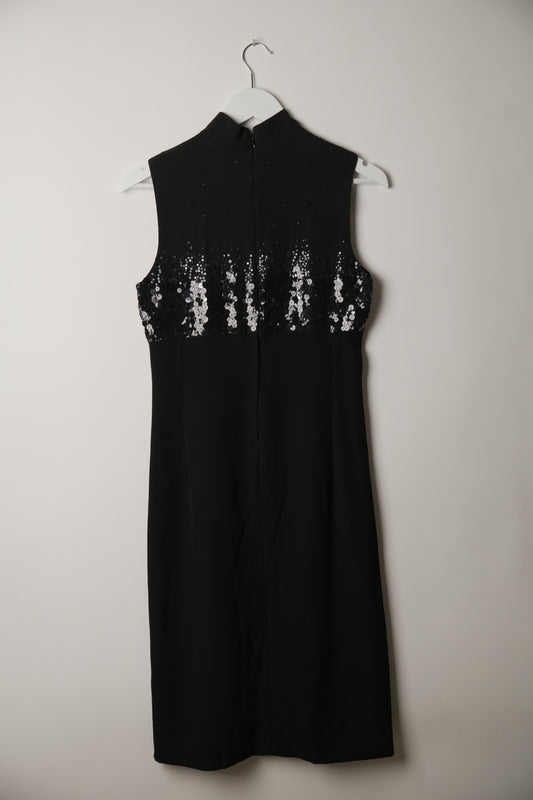 Iceberg Italian Sequin Mock Neck Sleeveless Midi Dress