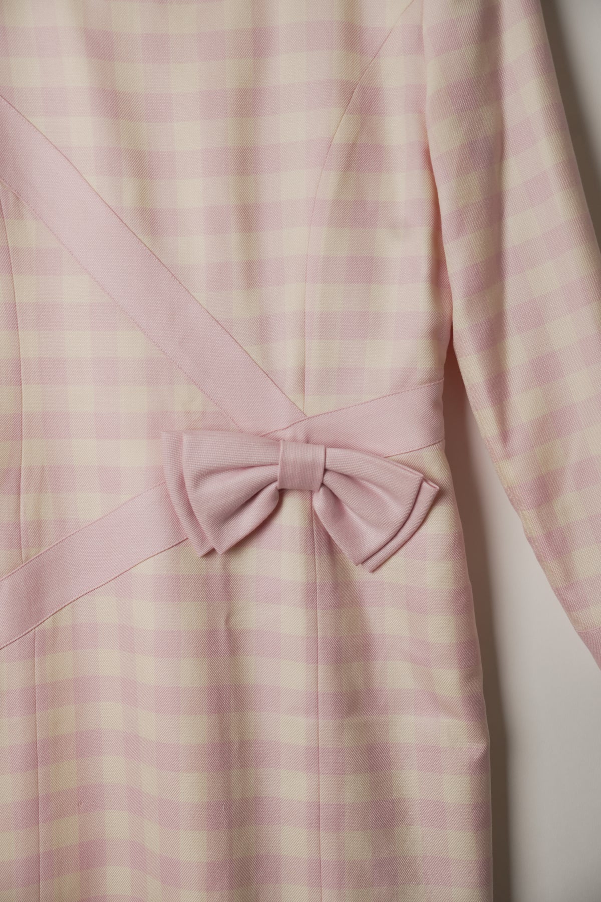 Courreges Checkered Long Sleeve Bow Midi Dress