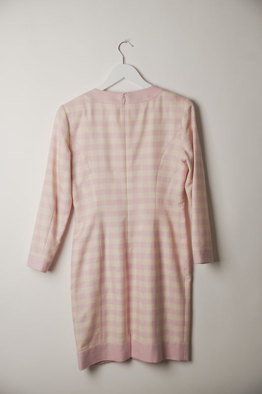 Courreges Checkered Long Sleeve Bow Midi Dress