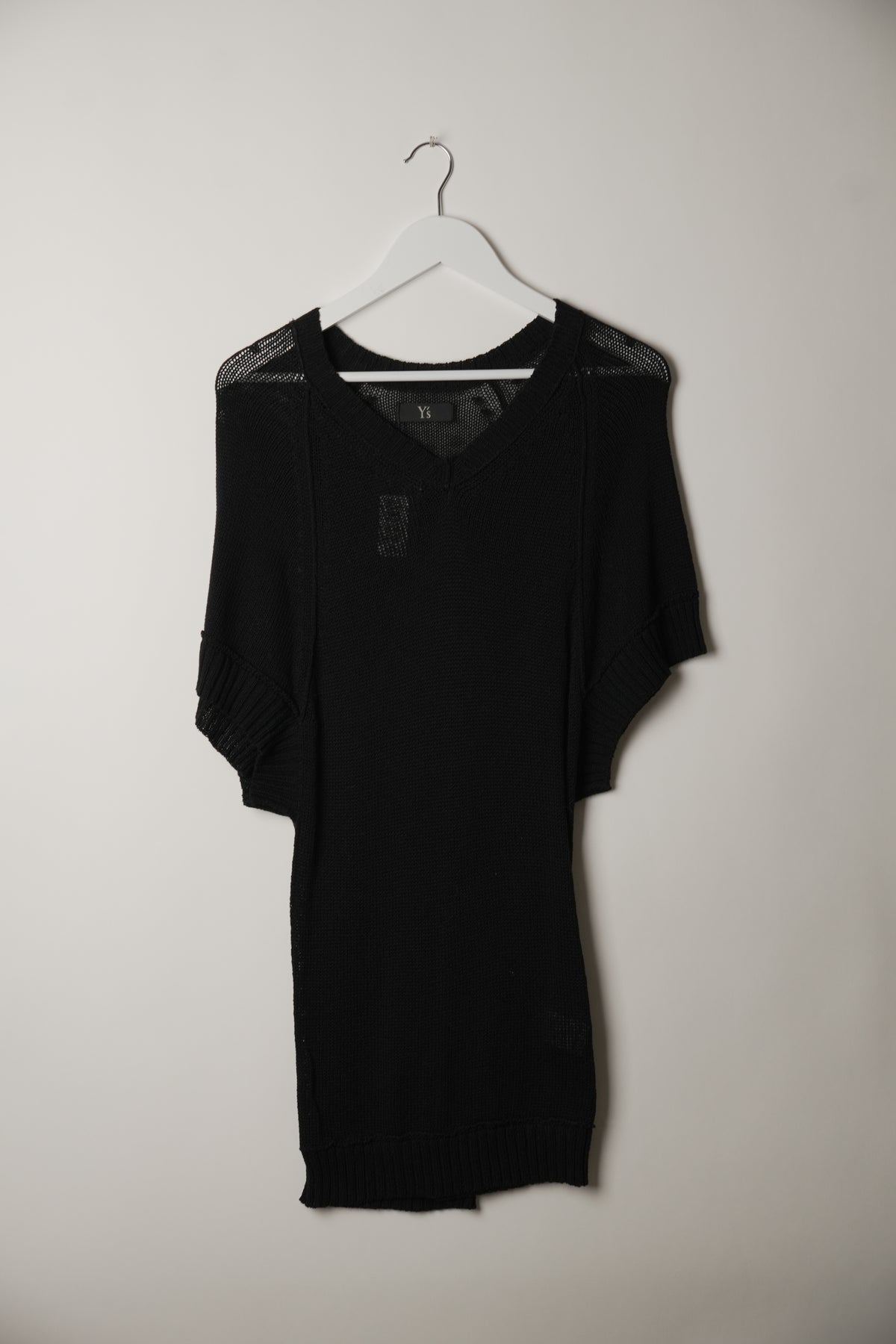 Y's Yohji Yamamoto Cotton V Neck Knit Short Sleeve Dress