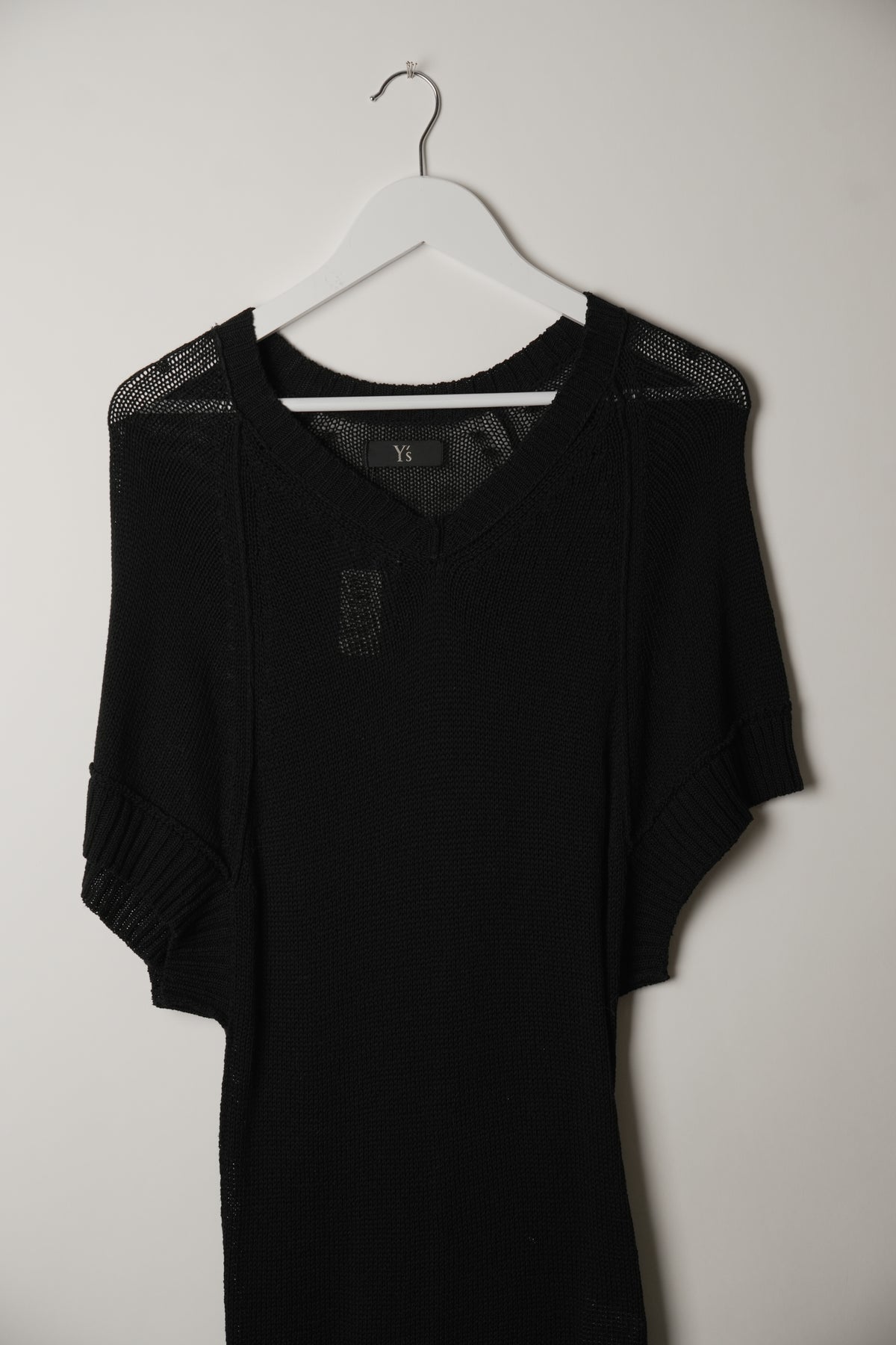 Y's Yohji Yamamoto Cotton V Neck Knit Short Sleeve Dress