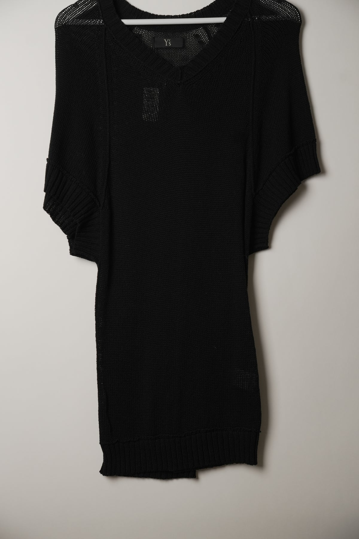 Y's Yohji Yamamoto Cotton V Neck Knit Short Sleeve Dress