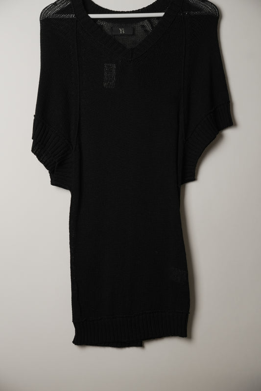 Y's Yohji Yamamoto Cotton V Neck Knit Short Sleeve Dress
