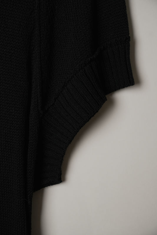 Y's Yohji Yamamoto Cotton V Neck Knit Short Sleeve Dress