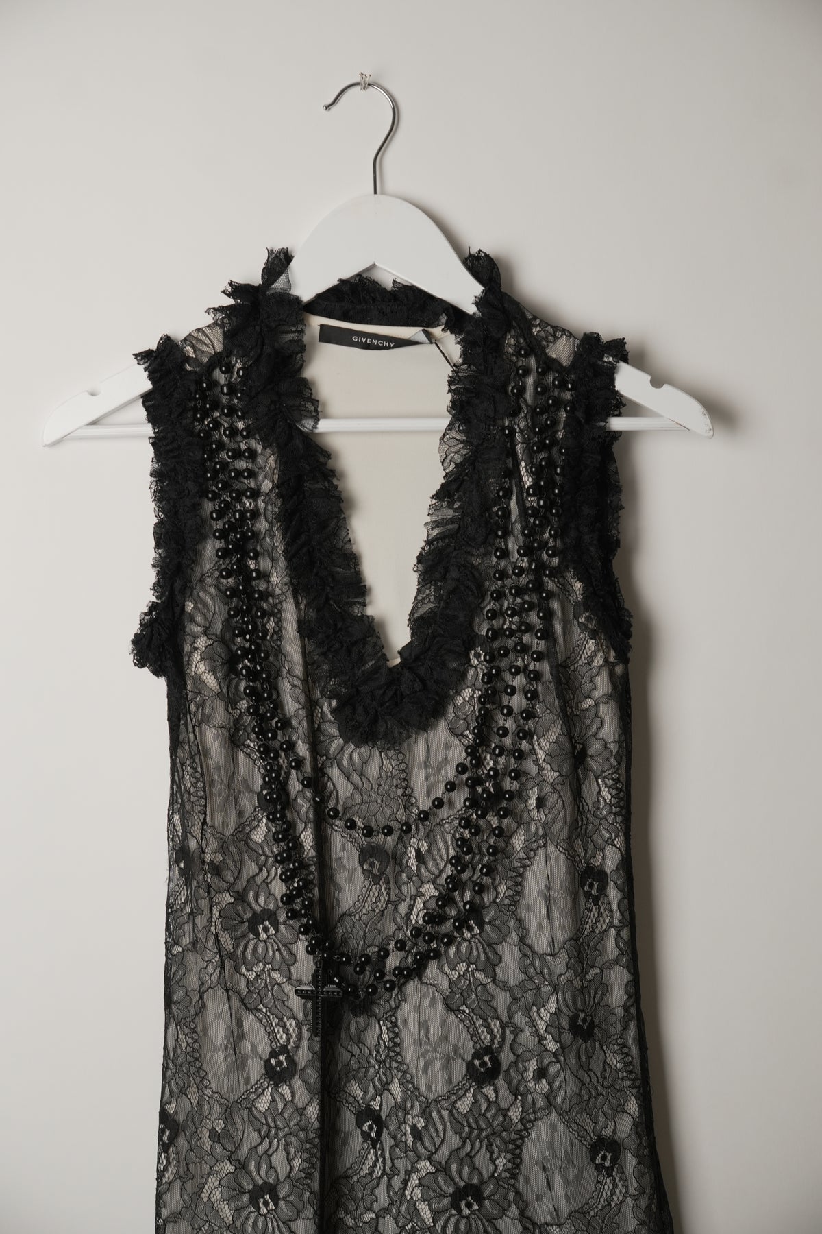 Givenchy Black V-Neck Camisole Dress with Beaded Chain Straps