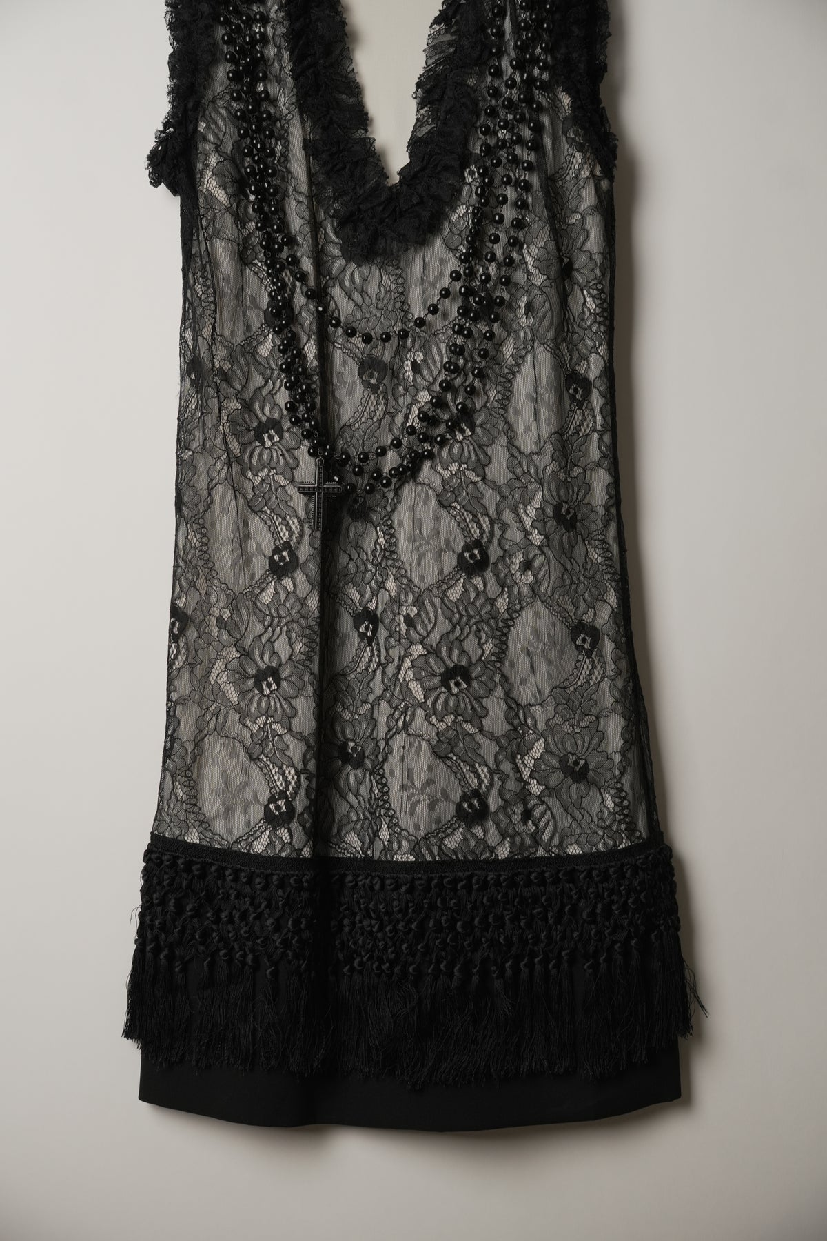 Givenchy Black V-Neck Camisole Dress with Beaded Chain Straps