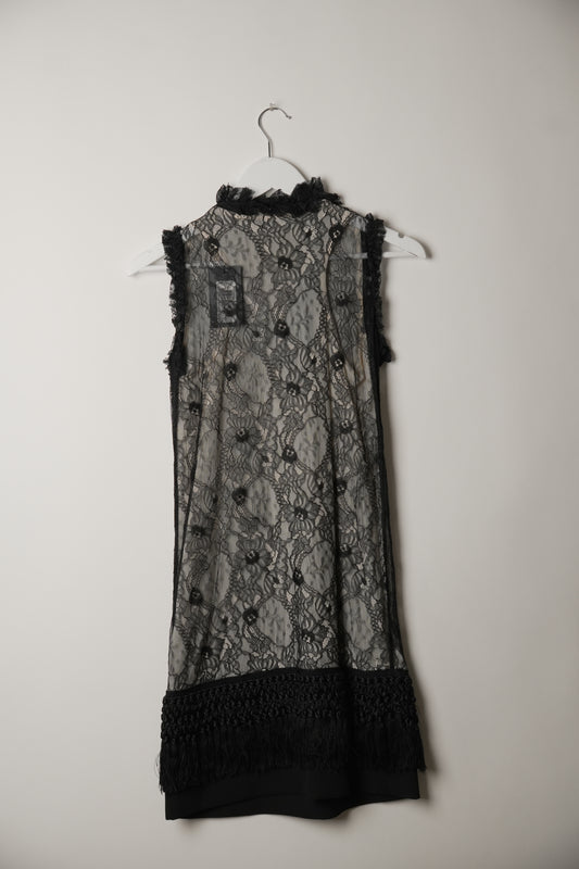 Givenchy Black V-Neck Camisole Dress with Beaded Chain Straps