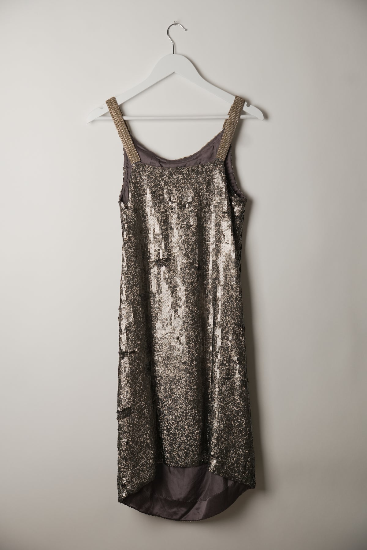 Dries Van Noten Sequin with Gold Beaded Halterneck Dress