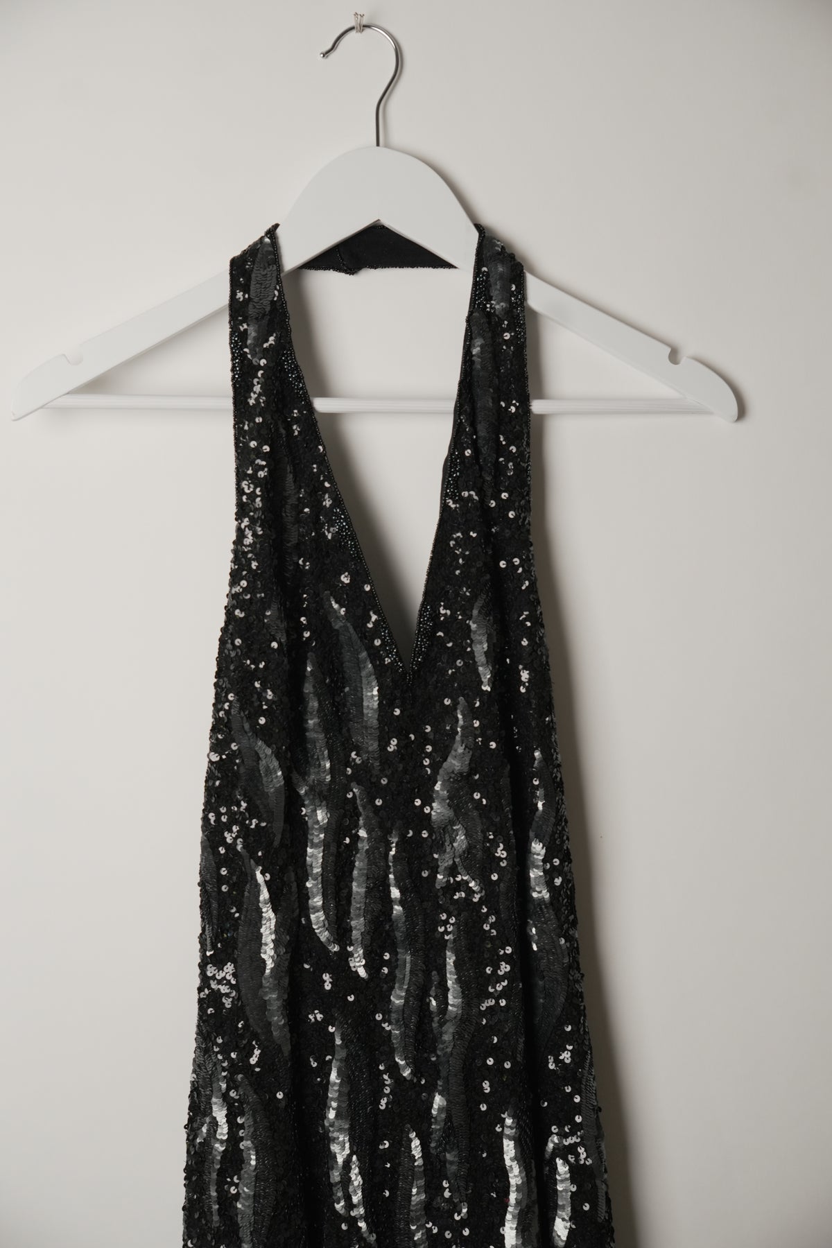 Jean Louis Scherrer Flame Beaded Halterneck Fringe Evening Dress