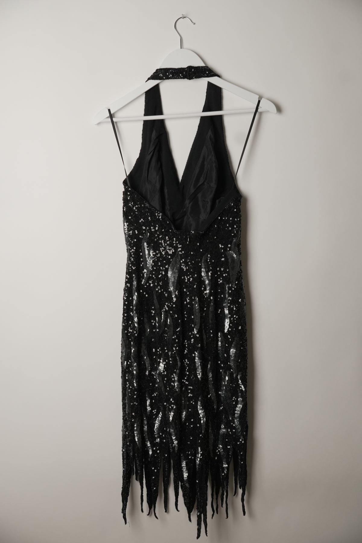 Jean Louis Scherrer Flame Beaded Halterneck Fringe Evening Dress