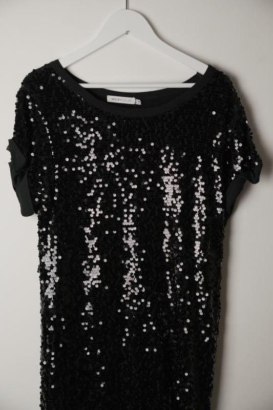 Chloe See by Chloe Sequin Short Sleeve Dress