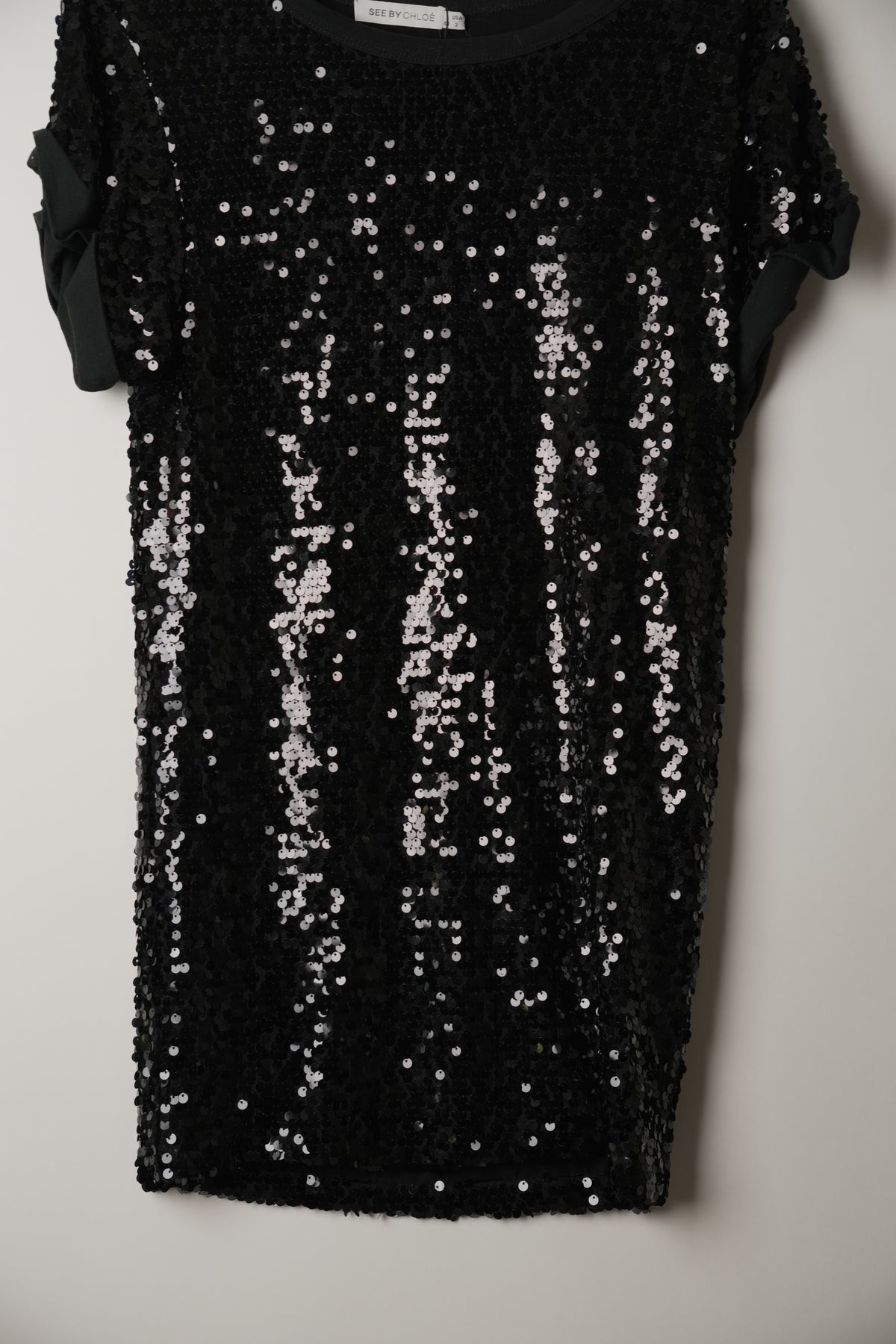 Chloe See by Chloe Sequin Short Sleeve Dress